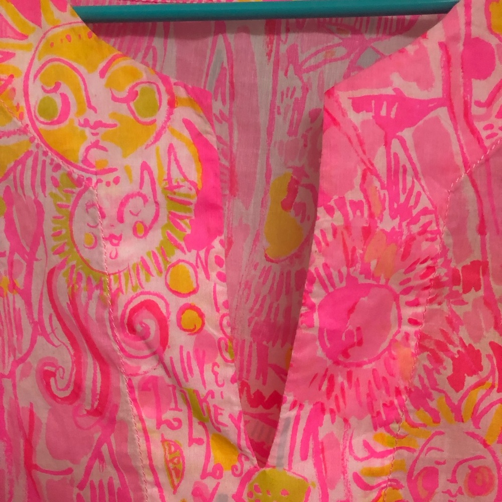 Lilly Pulitzer Orange and Pink Relaxed Cotton Dress 3/4 Sleeve - Picture 2 of 5